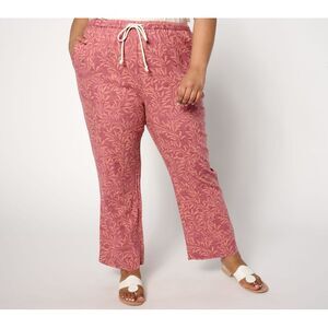 Peace Love World Women's Petite Pants PM Boheme Linen Pull-On Pant Pink A647739